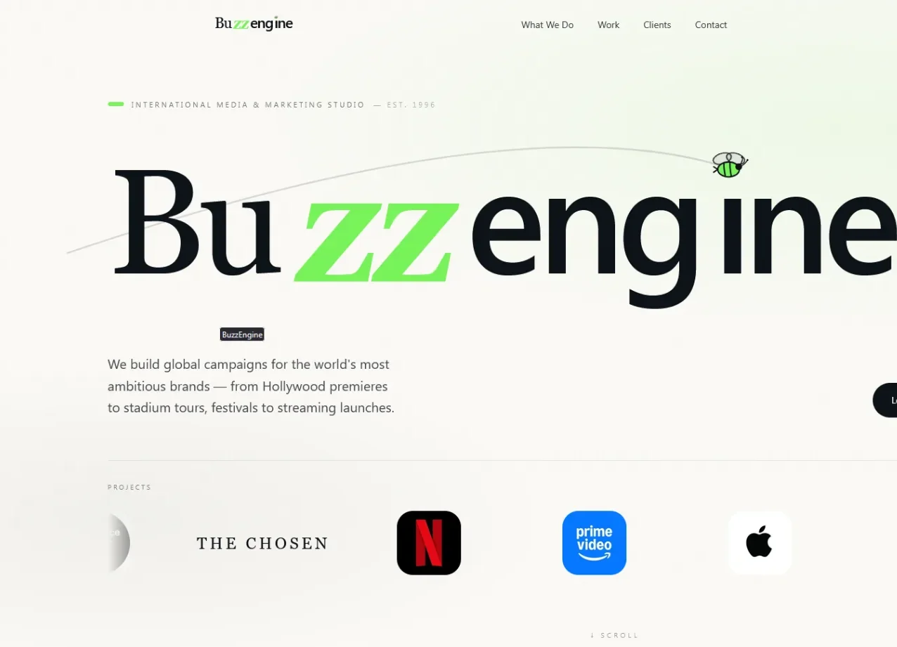 Buzz Engine website, desktop view