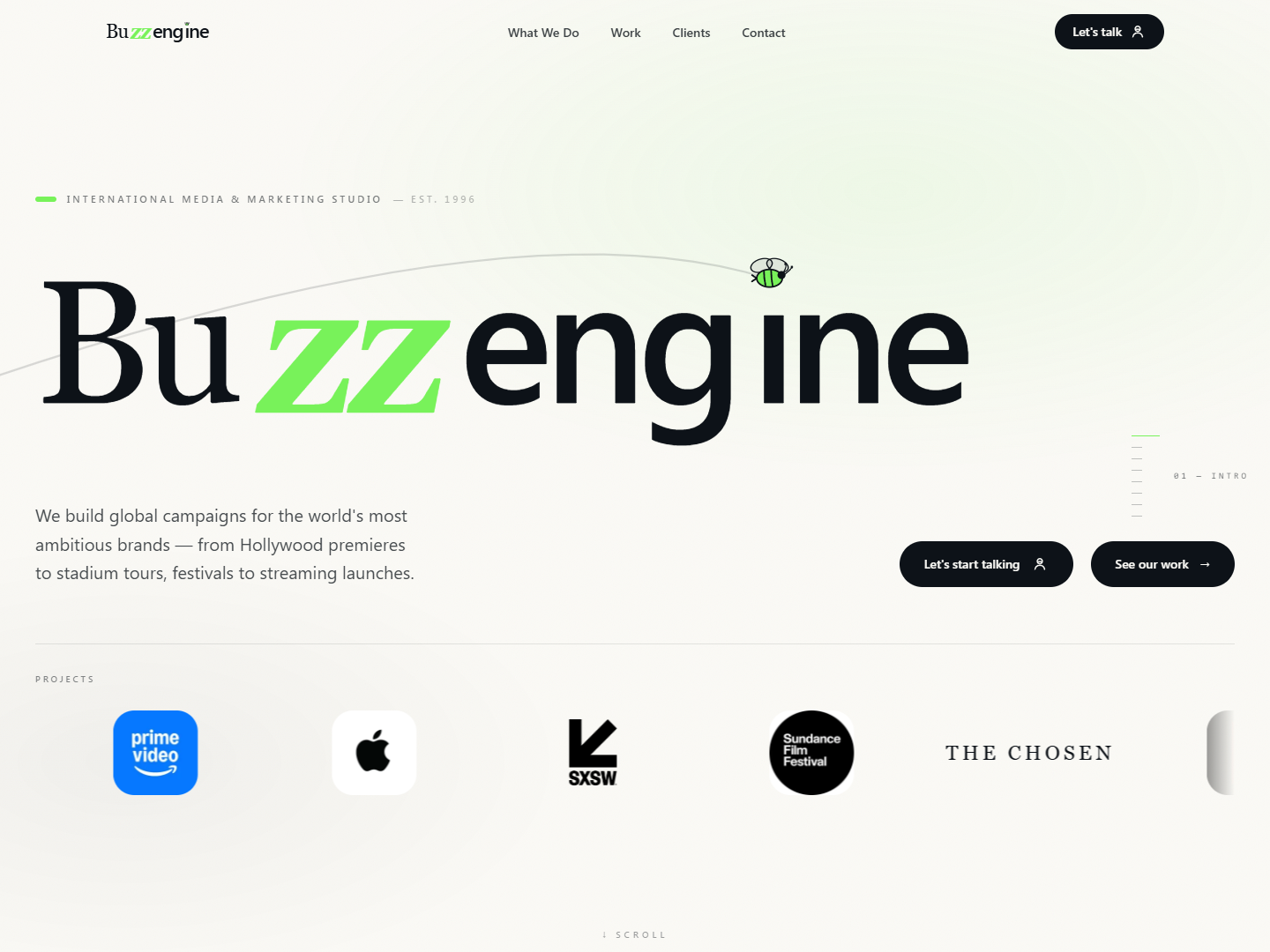 Buzz Engine homepage screenshot