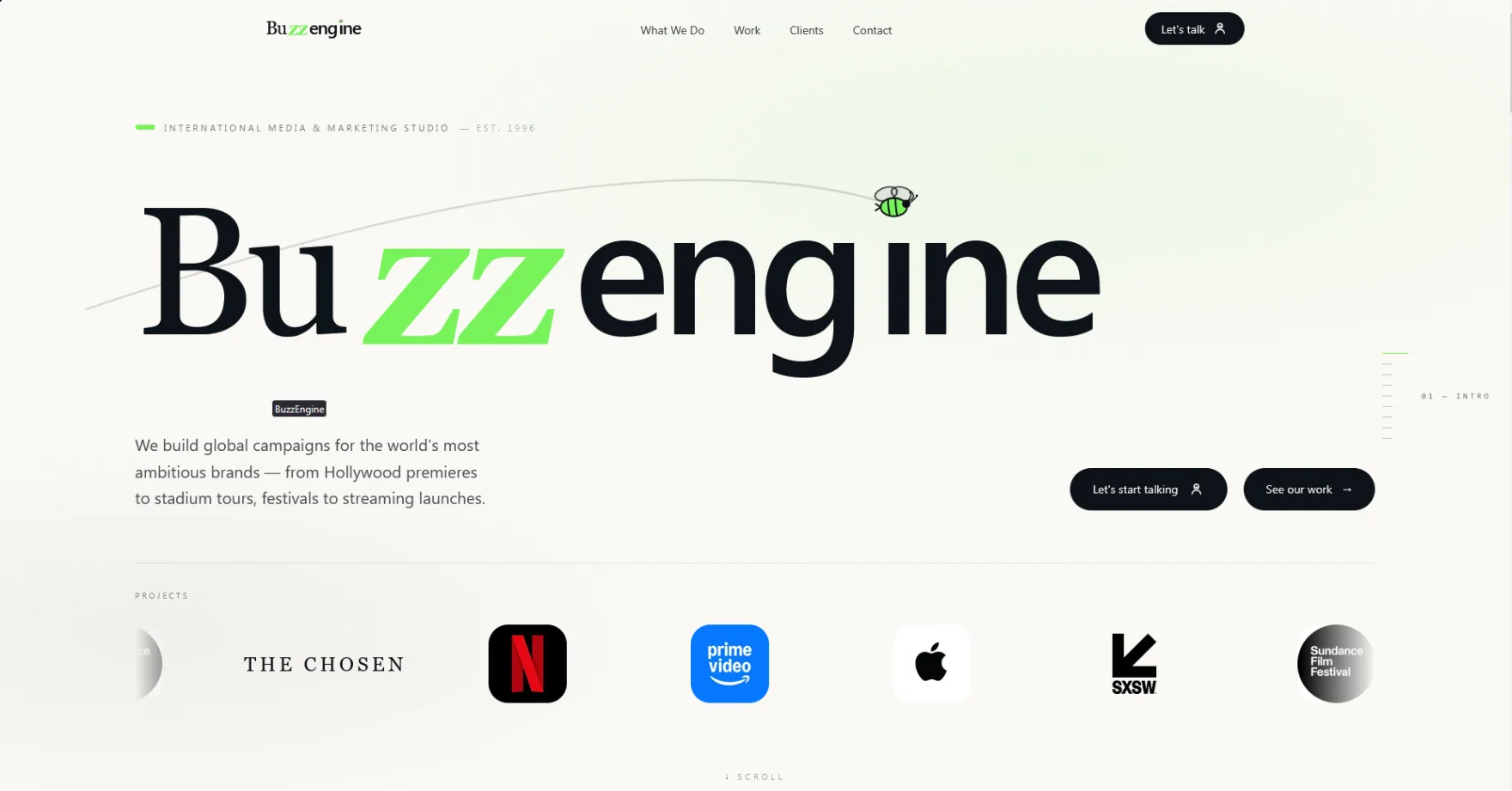 Buzz Engine desktop homepage
