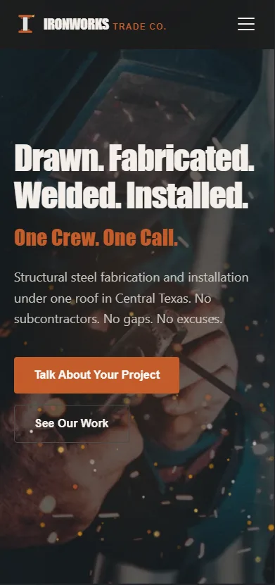 Ironworks Trade mobile homepage