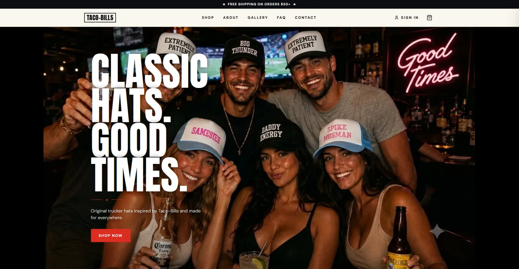 Taco-Bills desktop homepage