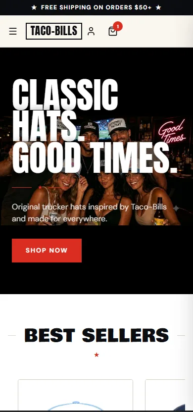 Taco-Bills mobile homepage